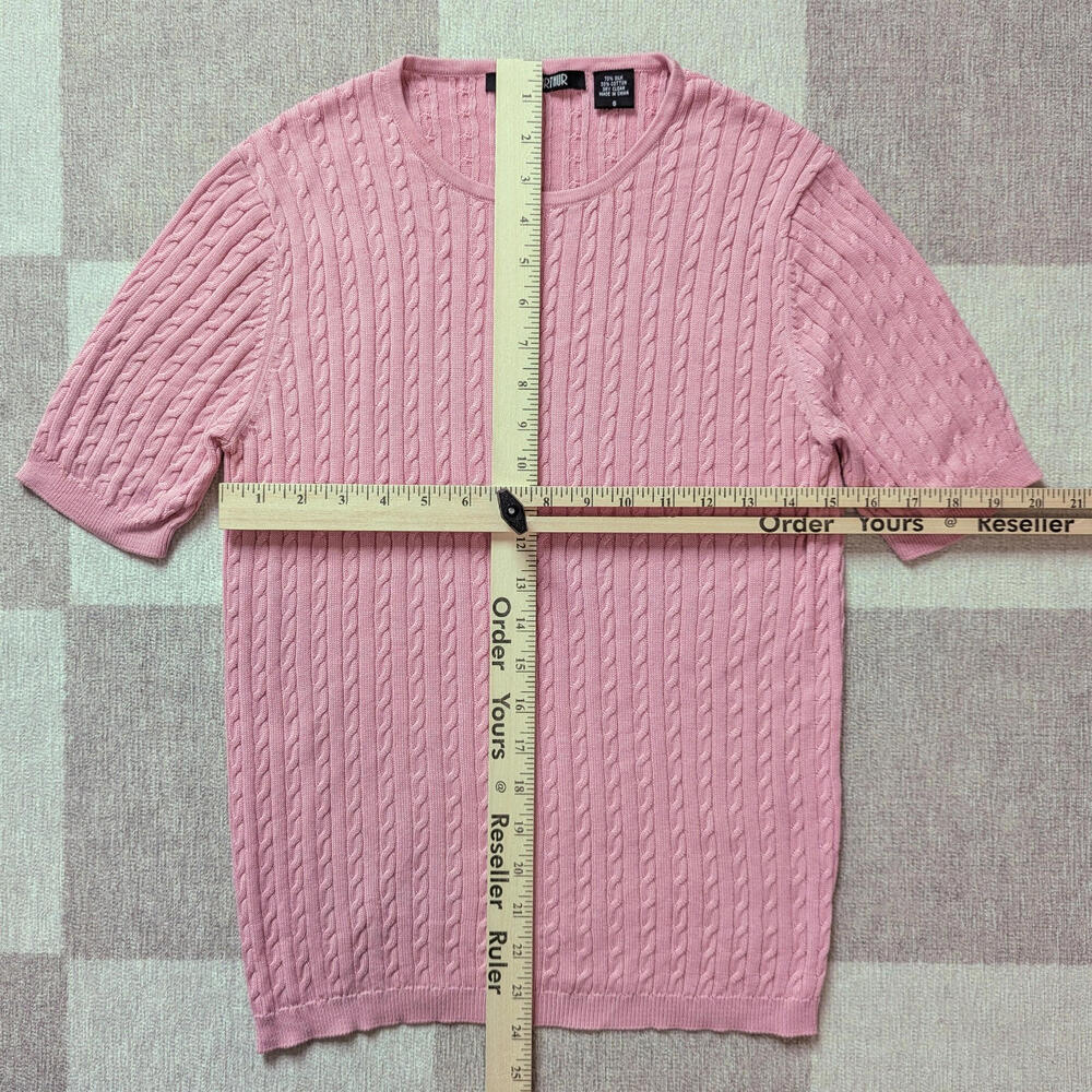 Vintage Evelyn & Arthur silk cotton cable knit short sleeve top - Picture 4 of 5